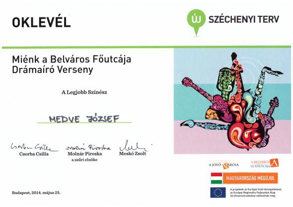 Legjobb színésznek járó oklevél